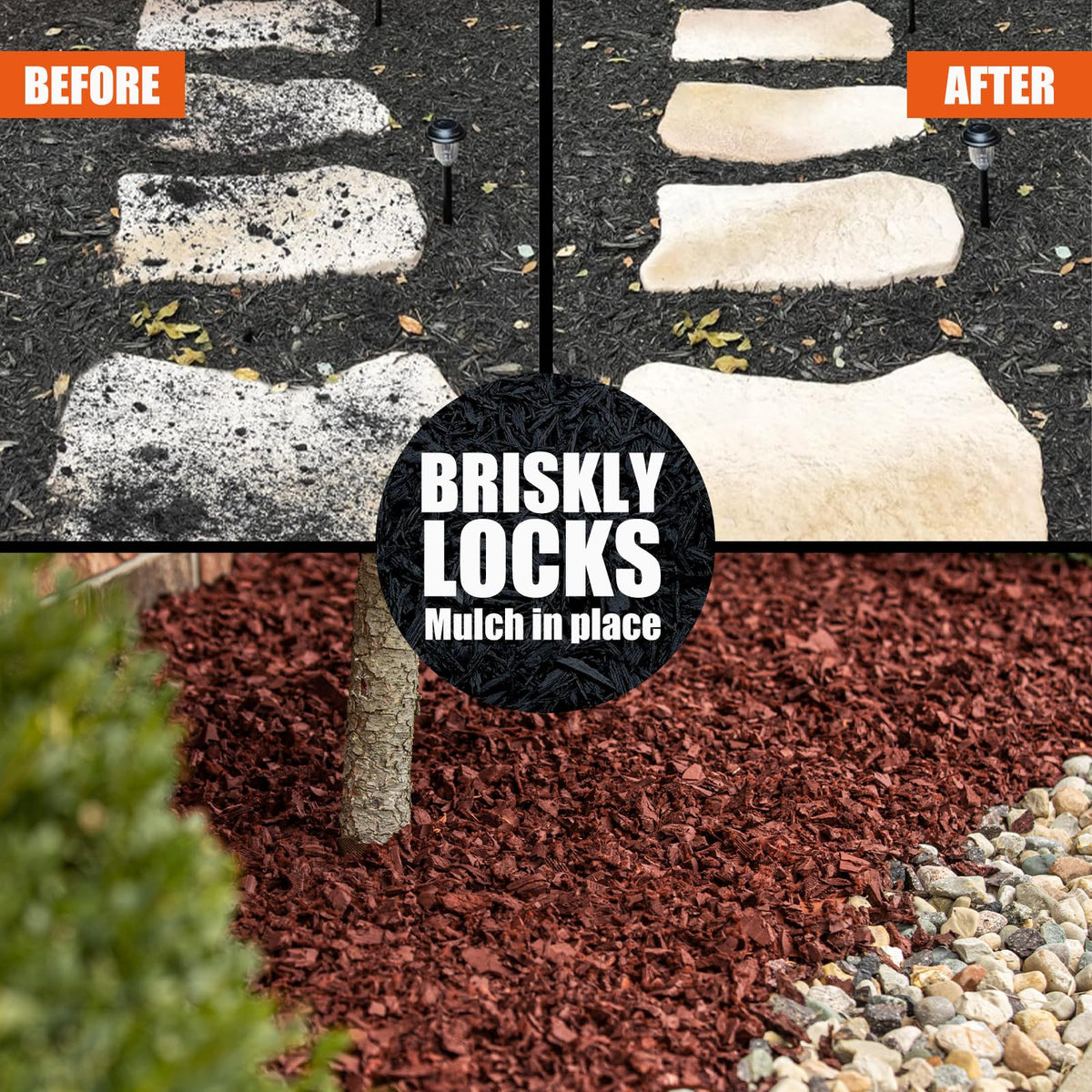 Shabebe rock glue applied to landscaping binder on stone paths.