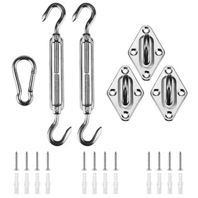 Shade&Beyond 304 stainless steel hardware kit for triangle shade sail installation, weather-resistant and durable.