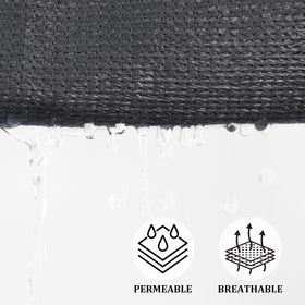 Shade&Beyond breathable sail with curved edges helps cool the area and prevent pooling.
