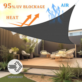 Shade&Beyond 185 gsm HDPE fabric close-up with durable stainless steel D-rings.