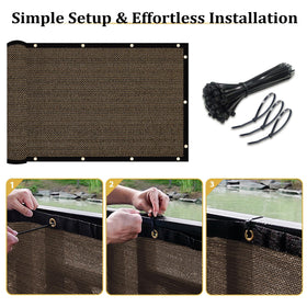 Shade&Beyond installation with zip ties demonstrates quick, tool-free setup.