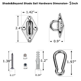 Pad eyes provide secure anchor points for triangle shade sails by Shade&Beyond.