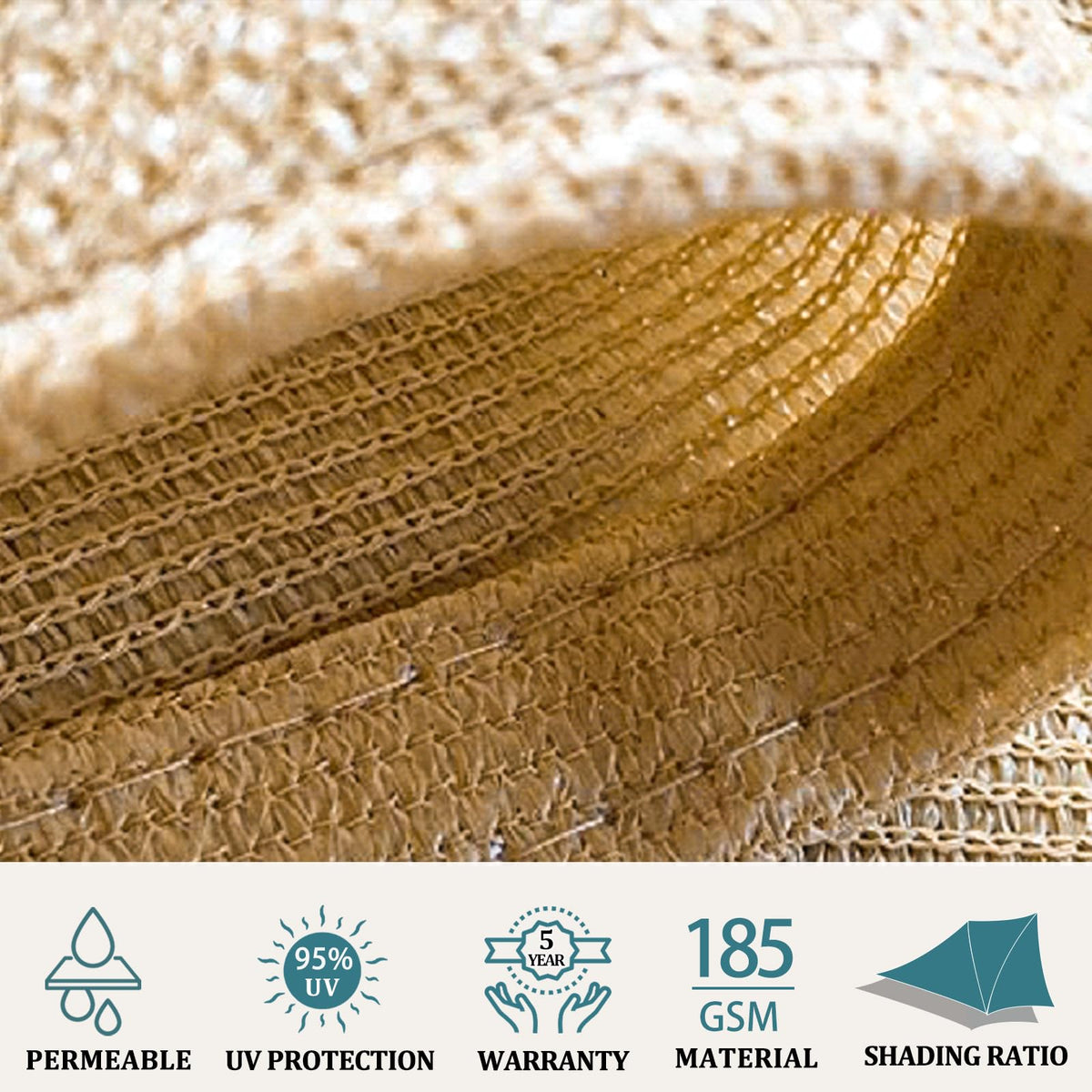 Shade&Beyond Rectangle Sun Shade Sail in Sand over a pergola provides UV protection.