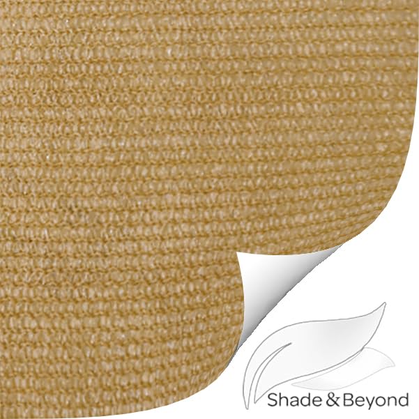 Shade&Beyond Rectangle Sun Shade Sail in Sand features stainless steel D-rings for longevity.