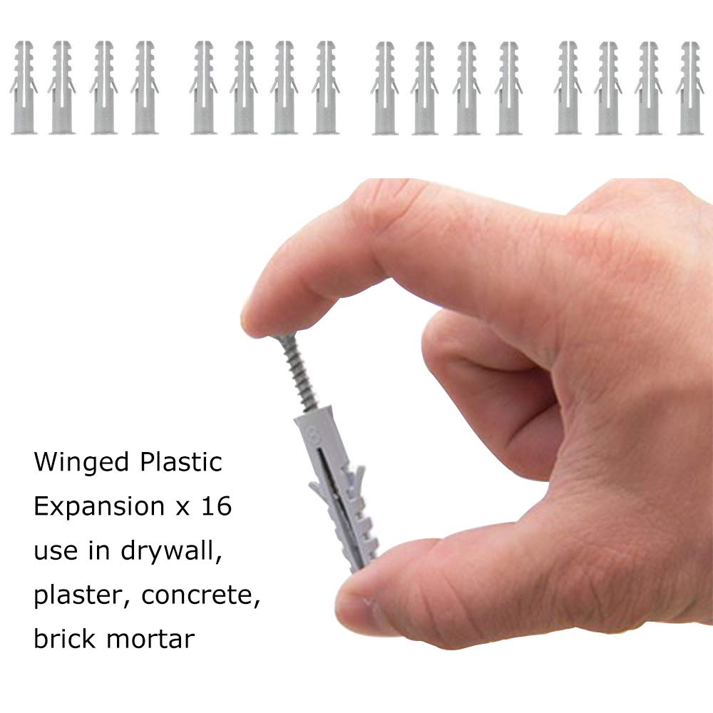 Plastic expansions improve wall screw stability for long-lasting outdoor shade installations.