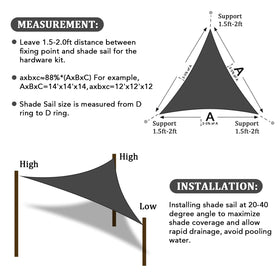 Shade&Beyond sizing guide illustrating D-ring to D-ring measurement for fit.