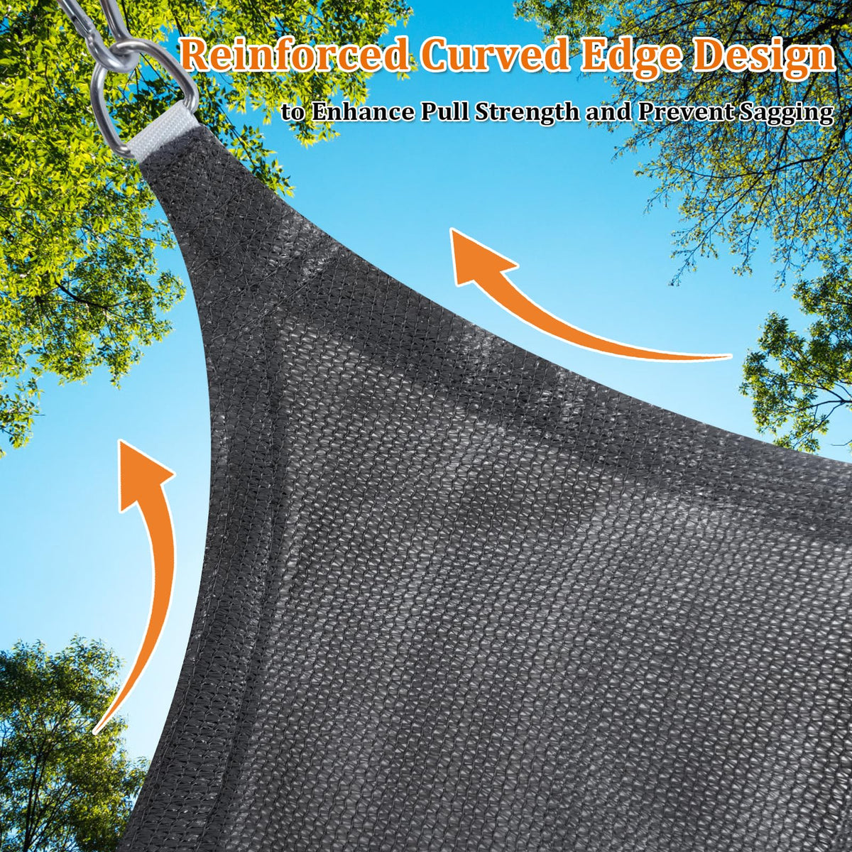 Shade&Beyond curved edges prevent rainwater buildup, extending shade life.