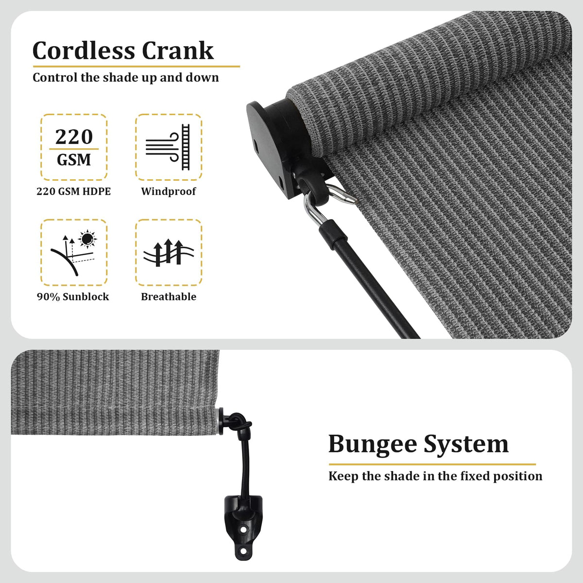 Shade&Beyond cordless porch shade offers safe, smooth operation for families.