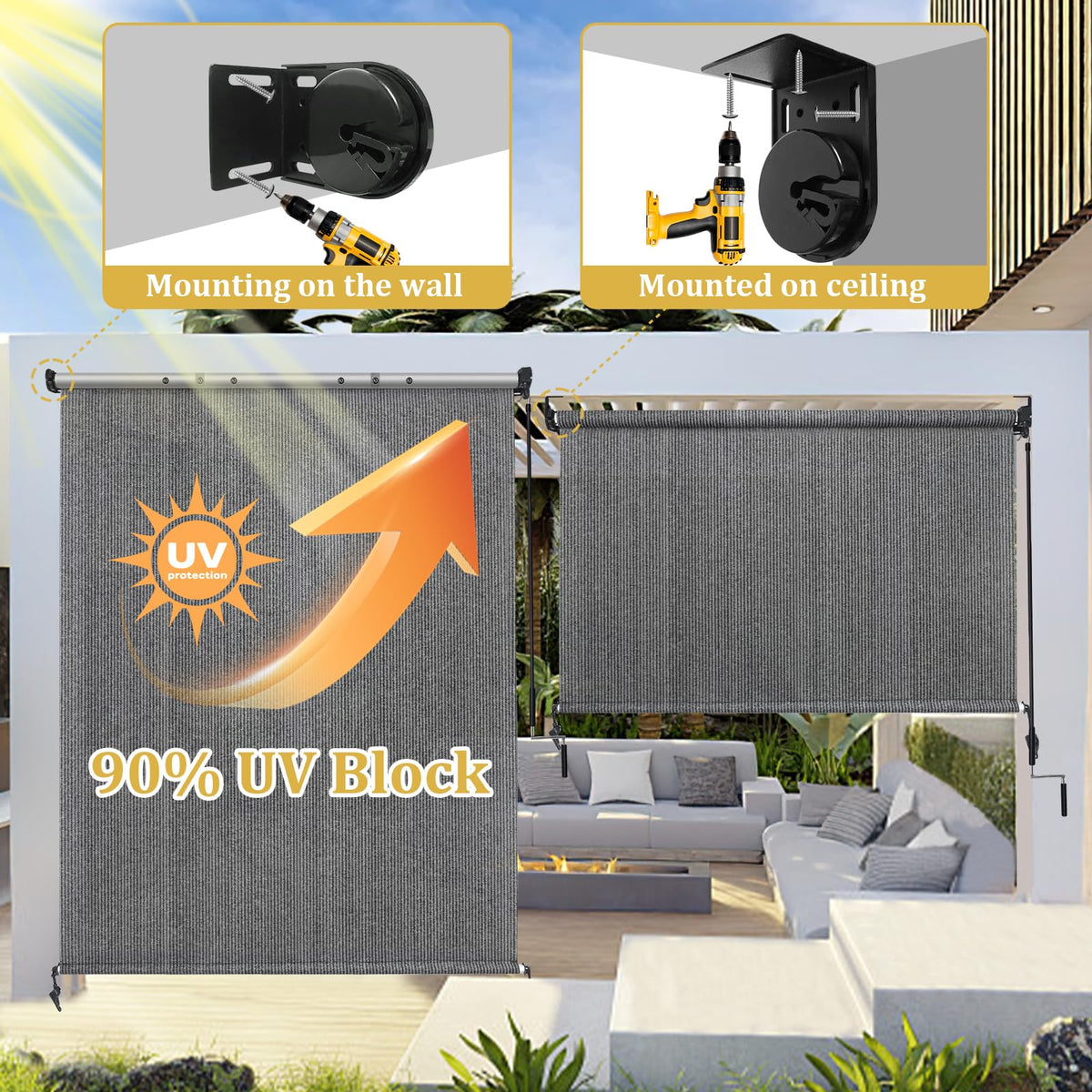 Shade&Beyond easy-installation kit with hardware and online setup guide.