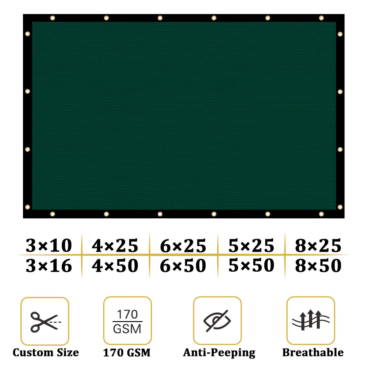 Shade&Beyond privacy screen with rust-resistant grommets secured against wind.