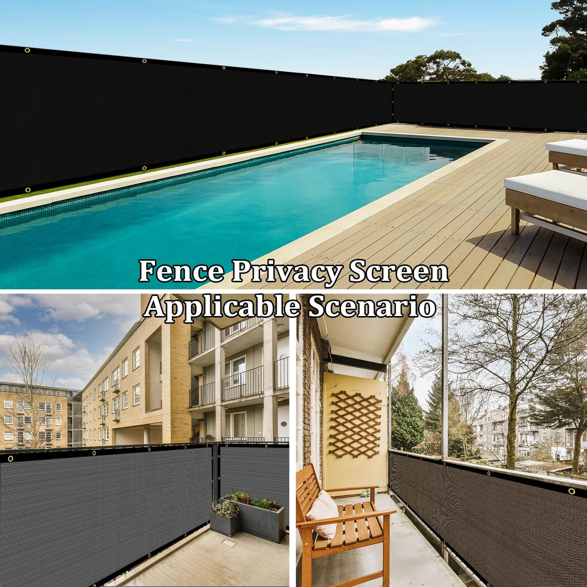 Shade&Beyond privacy screen on balcony providing discreet outdoor screening.