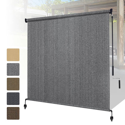 Shade&Beyond outdoor roller shades with splicing design for easier transport and setup.
