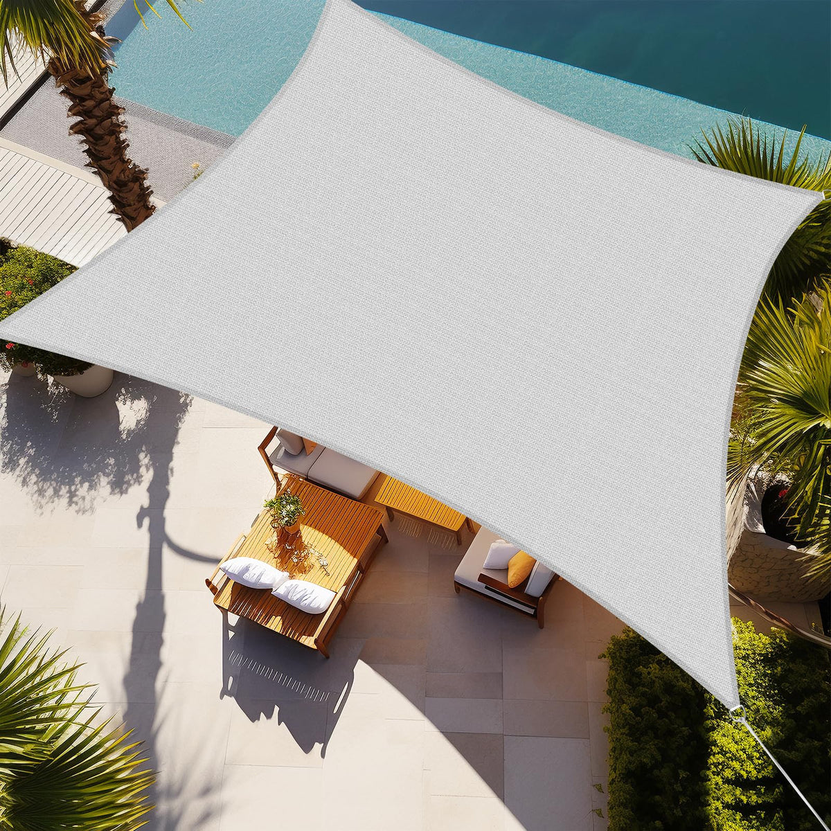 Shade&Beyond sun shade sail fabric close-up showing UV protection and breathable weave.