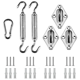 Shade&Beyond triangle hardware kit overview for secure outdoor shade sail installation