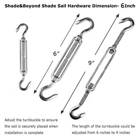Shade&Beyond turnbuckles view for adjustable tension and tight sail fit