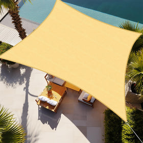 Shade&Beyond 12x16 rectangle sun sail angle view shows ample shade for patios