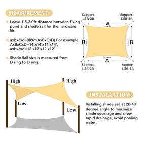 Shade&Beyond installation guide moment measuring D-rings and mounting spacing