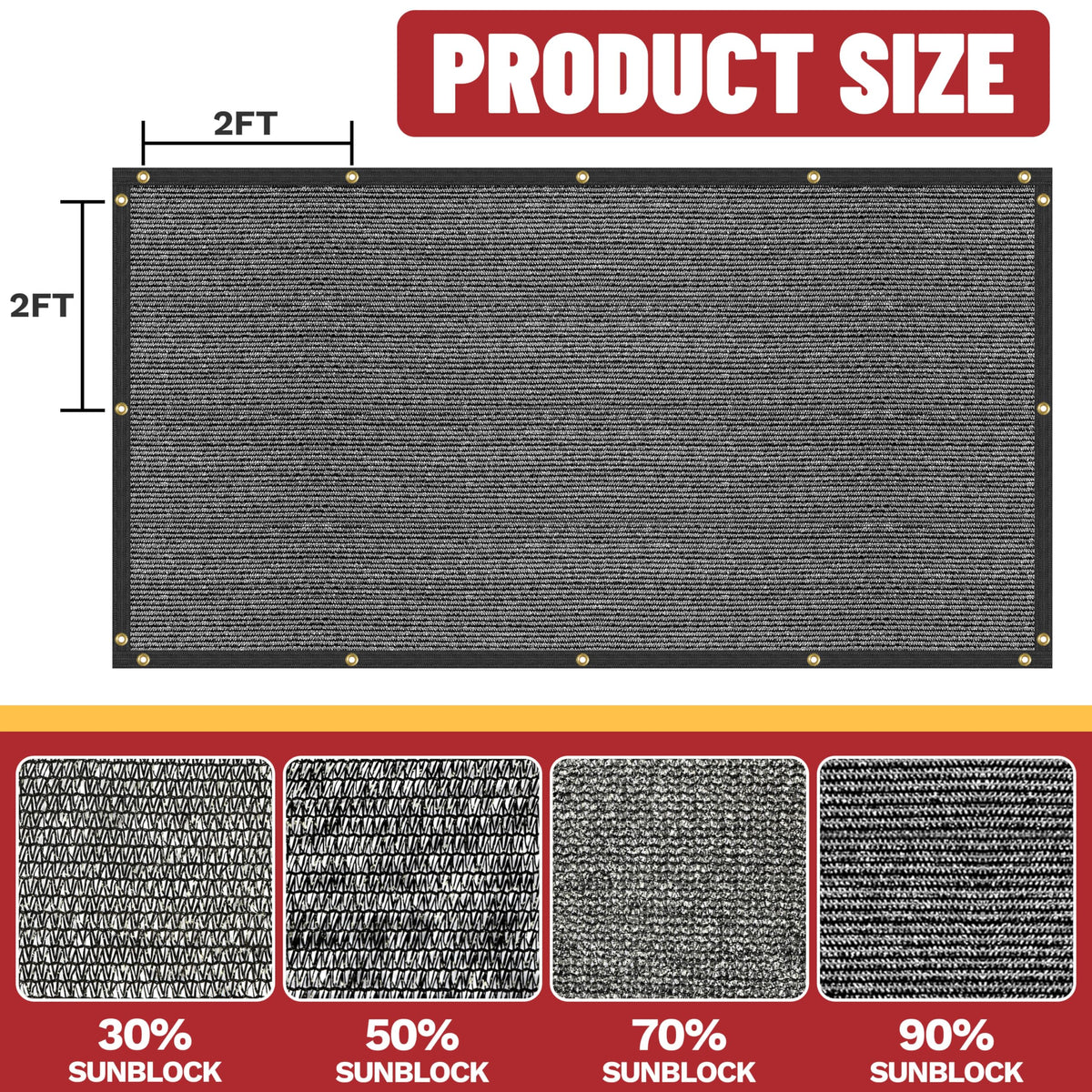 ShadeMart black shade cloth 6x10 with grommets for easy hanging.