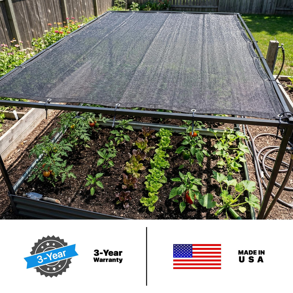 ShadeMart shade cloth with grommets every two feet for stability