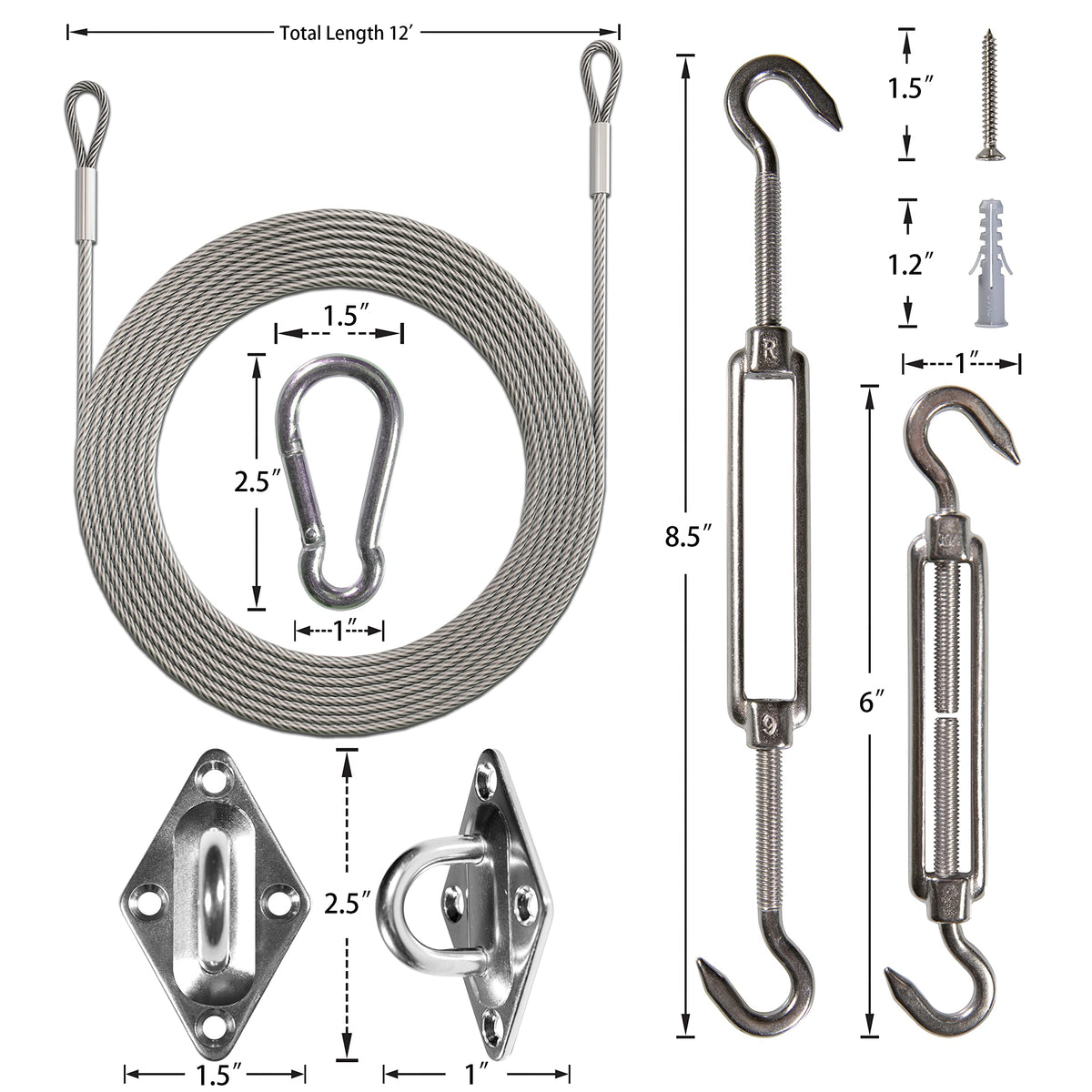 ShadeMart pad eye 2-4inch stainless steel anchor for durable shade sail attachment.
