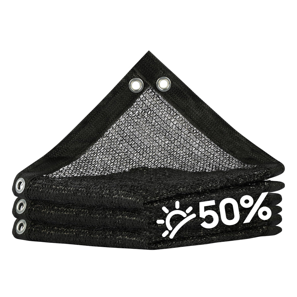 ShadeMart shade cloth blocks 50% of sun to protect outdoor plant beds