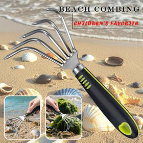 SHANFEEK Beach combing rake helps uncover shells while clearing debris.