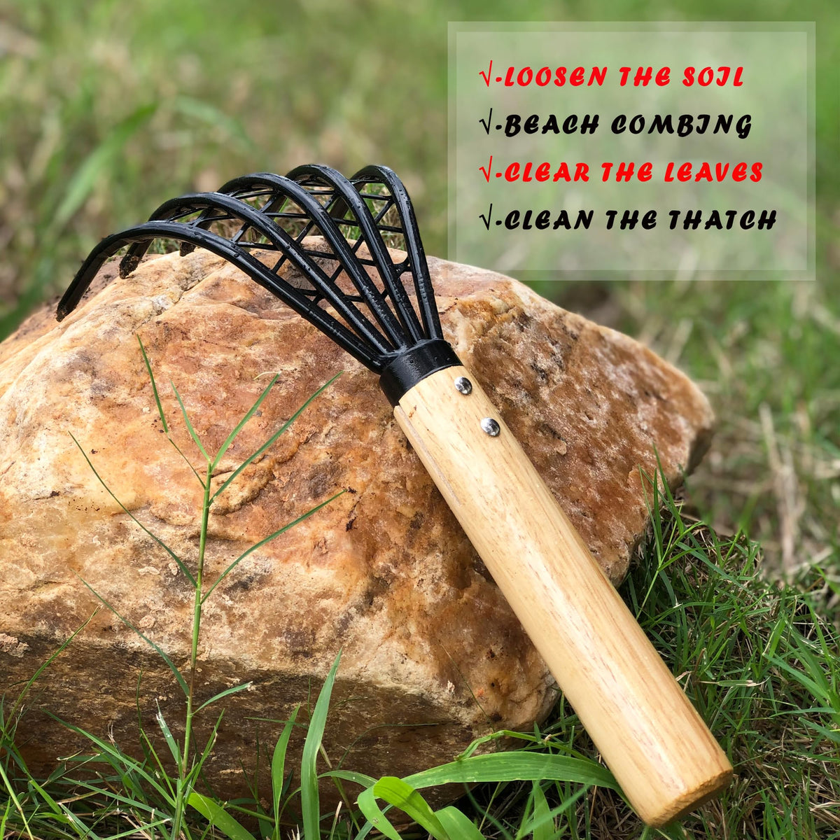 SHANFEEK beach shell-digging rake for collecting shells and treasure.