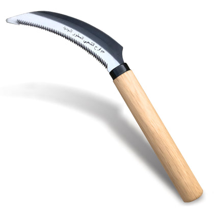 Shanfeek grass sickle with sawtooth blade for precise weed removal.