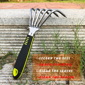 SHANFEEK Landscape Rake with wood handle for ergonomic gardening sessions.