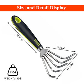 SHANFEEK Weed-removal rake simplifies garden upkeep around young shoots.