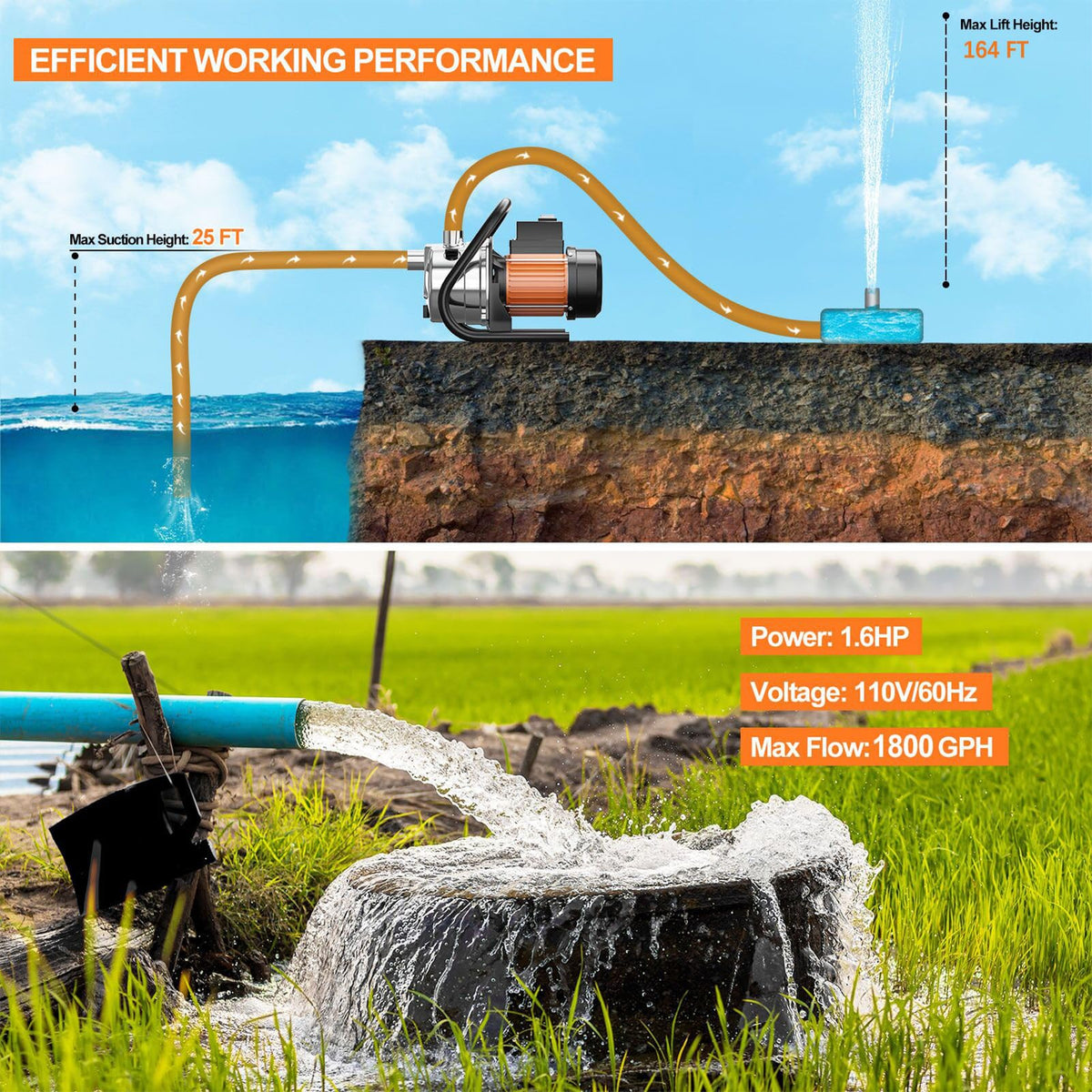 SHANGDA pump installed for irrigation scene shows reliable water transfer from wells