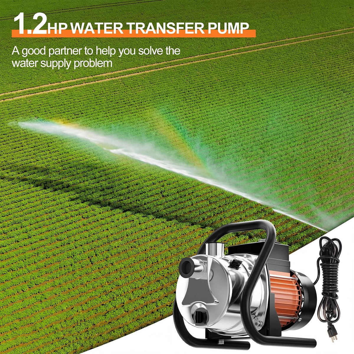 SHANGDA water transfer pump side view emphasizing portable setup for easy relocation