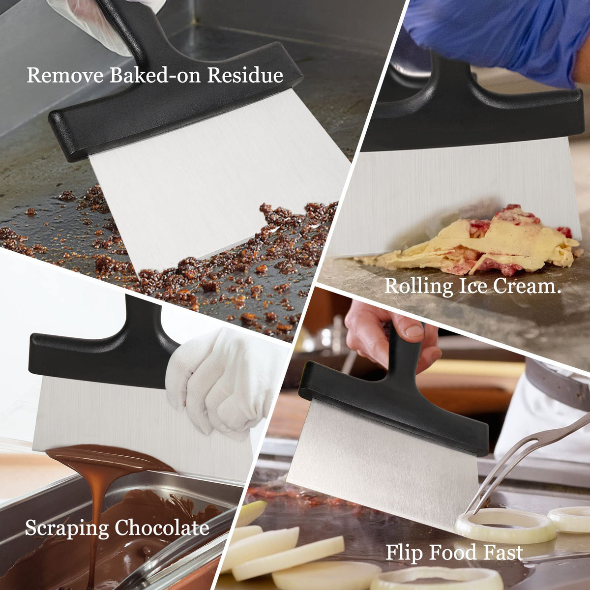 SHANGPEIXUAN edge-friendly scraping helps lift baked-on residue without scratching grates