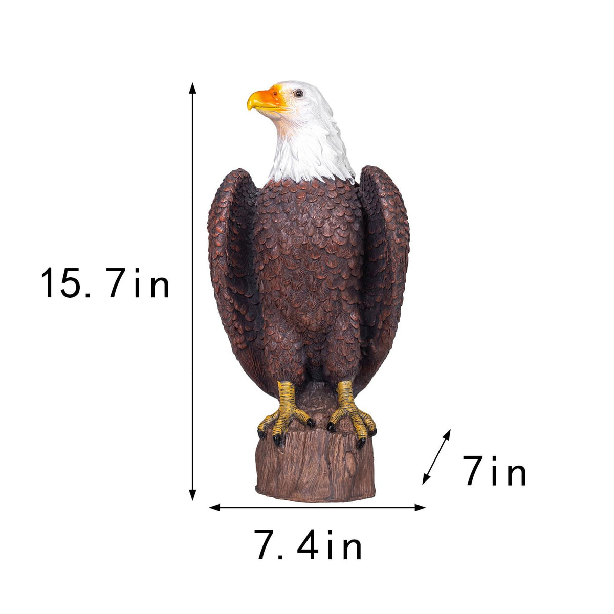 SHAODIE eagle sculpture on wood stump base for natural garden styling