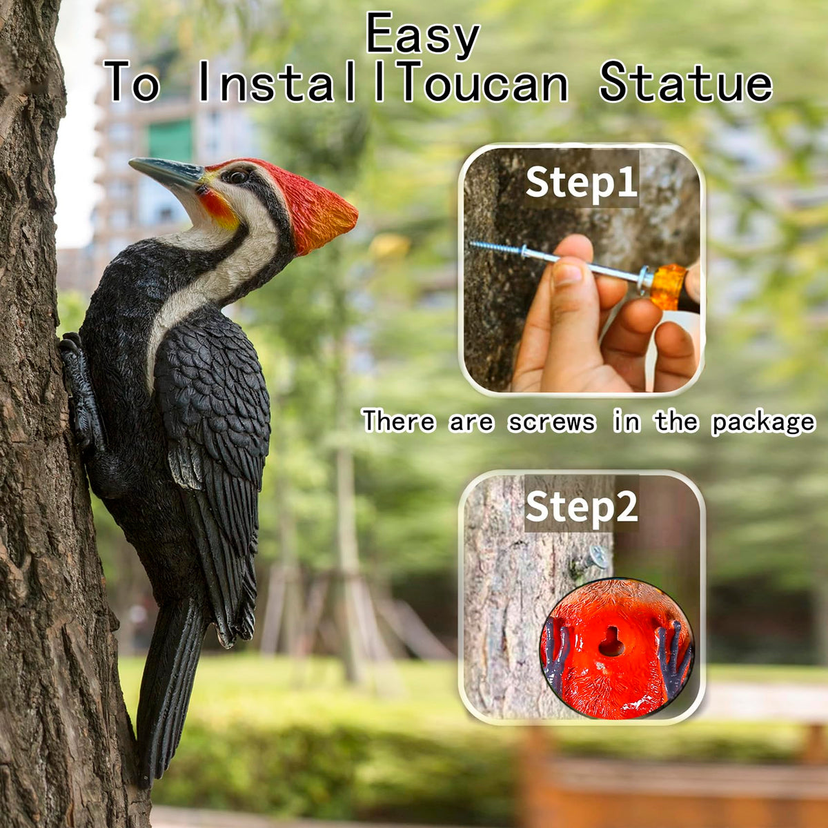 SHAODIE 11in woodpecker sculpture ideal for balcony display