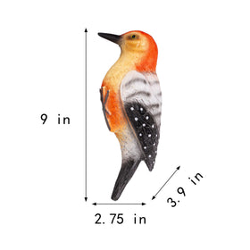 SHAODIE red-bellied woodpecker sculpture resists outdoor weather with vivid color.