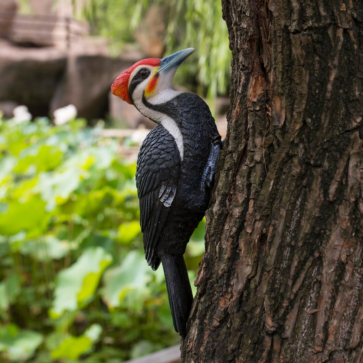 SHAODIE woodpecker sculpture outdoor on tree trunk adds lifelike garden charm