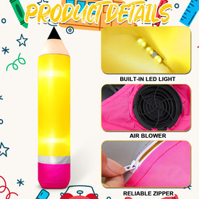 Shappy back-to-school pencil outdoor decor in a yard setup.