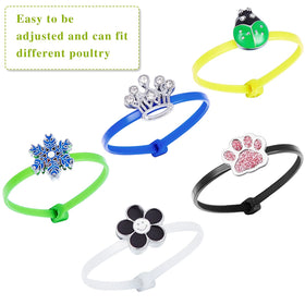 Shappy durable plastic bands and metal charms resist wear and reuse.