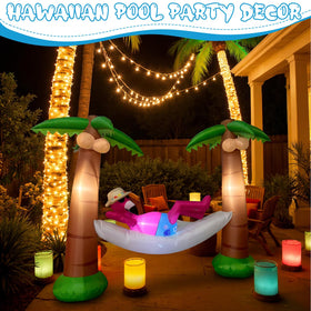 Shappy ground anchors and straps keep the inflatable stable during breezy evenings.