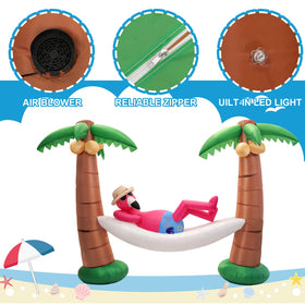 Shappy LED palm trees inflatable lights up nighttime garden with inviting glow.