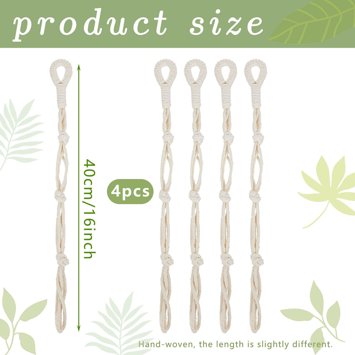 Shappy linen rope plant extender with adjustable shape for different pot sizes.