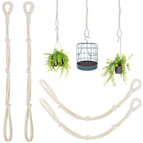 Shappy four-piece macrame plant extender kit for versatile indoor display and space saving.