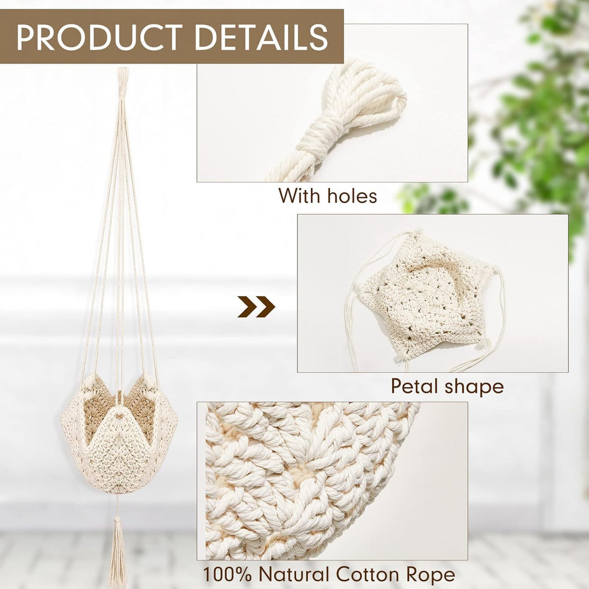 105 cm total length fits varying ceiling heights and pots
