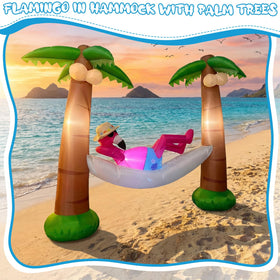 Shappy outdoor flamingo decor ideal for poolside and beach parties.