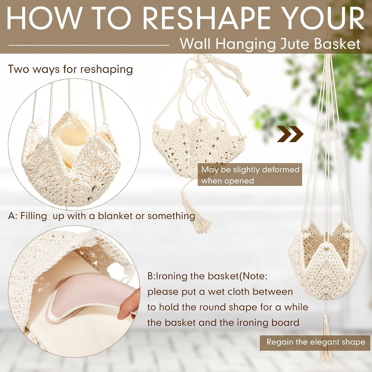 White jute hanger complements light decor and rustic charm