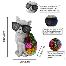 Sharita large cat garden statue measures 6.9 inches long by 9 inches tall