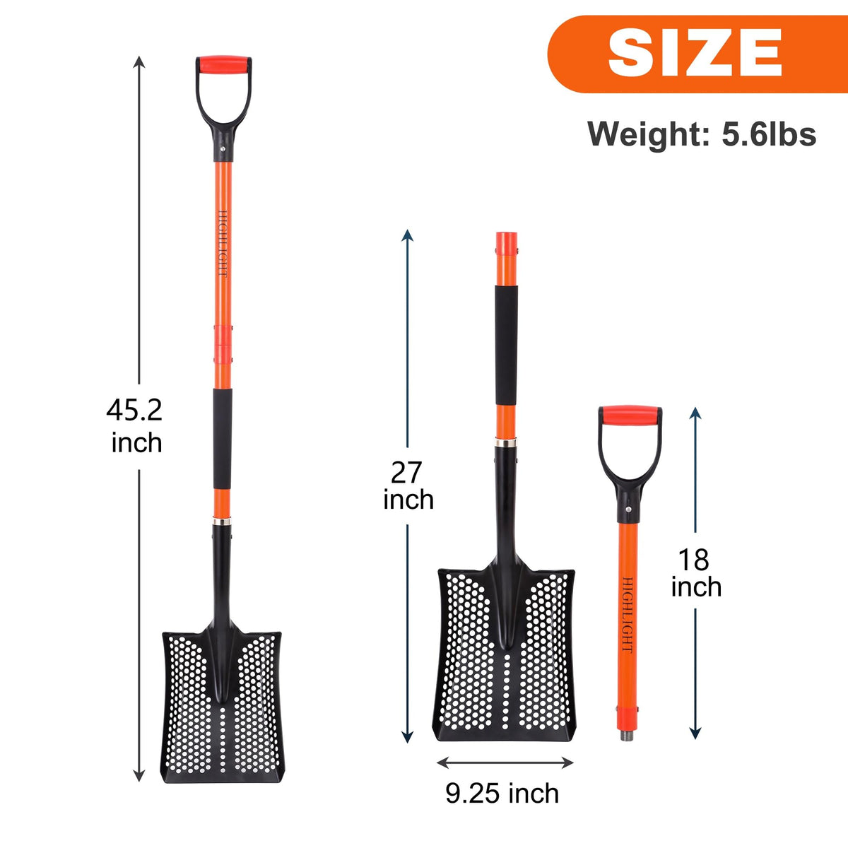 SHARK ATTACK detachable fiberglass handle for easy storage.