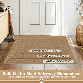 SharpWeaRug entryway mat low-profile brown fits under doors smoothly.