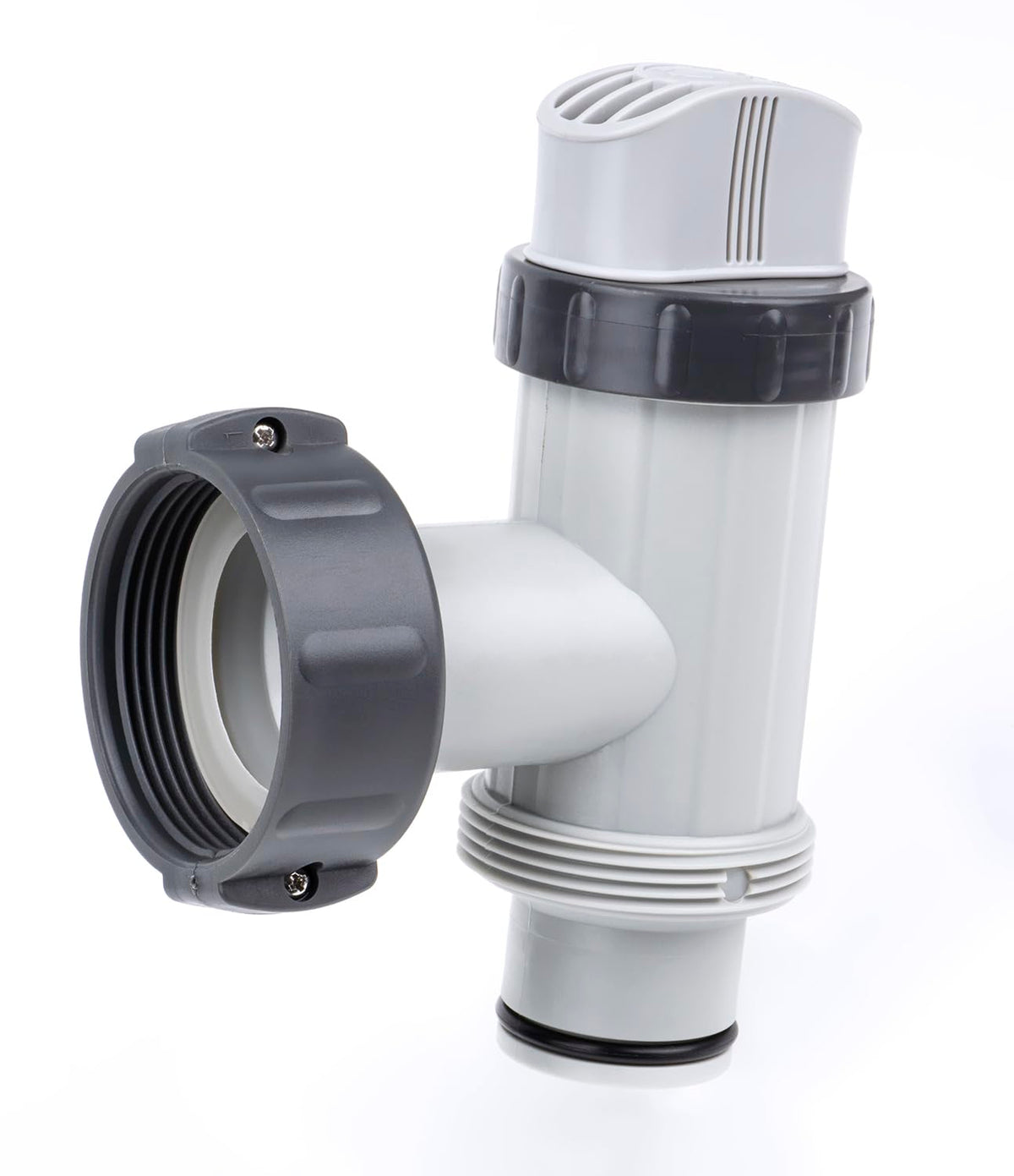 Sharutia pool plunger valve close-up for secure 1.5-inch hose connections